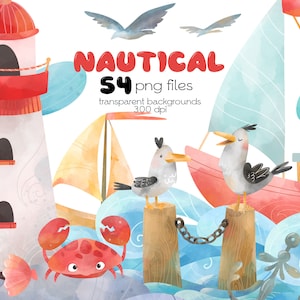 Nautical Clipart / Lighthouse / Ships and Sailboats / Clipart Bundle PNG Files / Instant Download