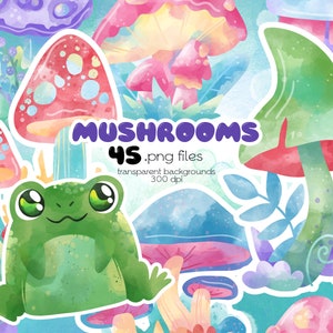Clipart champignons fantastiques / forêt des cliparts / ensemble de cliparts fichiers PNG / téléchargement immédiat
