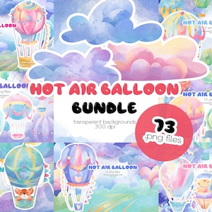 Hot Air Balloon Clipart / Clipart Bundle PNG Files / Instant Download