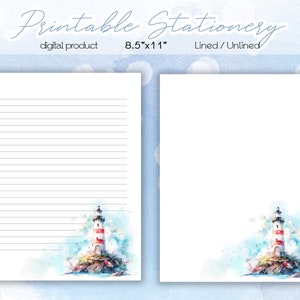Nautical Printable Stationery / Digital Letter Writing Paper / Instant ...