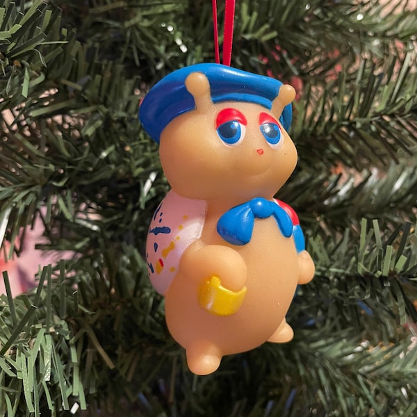 Glo doodlebug. Glo worm. Glo friends. Glow in the dark. Vintage 80s toy. Playskool. Christmas decoration. Glow worm. 80s child. Upcycled.