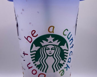 Taza fría de Starbucks. Taza Starbucks con vinilo. Copa de adulto. Vaso reutilizable. Taza con paja. Taza de café. Starbucks. No seas un cuntcake.