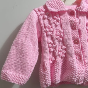Girls hand knitted cardigan. 1-2 years clothing. Homemade cardigan. Girls clothing. Handmade cardigan. Knitted cardigan. Cherry blossom.