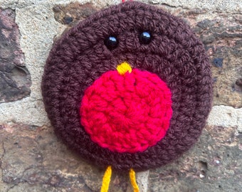 Robin. Crocheted Robin. Gift tag. Crochet. Christmas tree decoration.