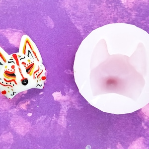 Kawaii 3D Kitsune Face Silicone Mold Opaque or Clear for Resin