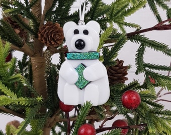 Polar Bear Christmas Tree Decoration Crinkle Green