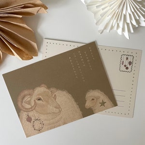 Joyeux Noël - carte postale - mouton - paix