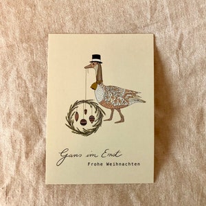 Postkarte Weihnachtsgans - Frohe Weihnachten