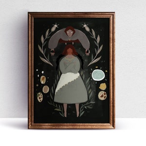 Ilustración de cuento popular - Impresión artística de cuento popular gitano - Impresión artística de hechicera - Folklore gitano - Dibujo funerario - Arte mural de brujas - Ritual gitano
