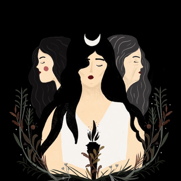 Hecate - Art Poster Print Illustration - Sorceress - Mythical Creatures / Pagan - Prophetess - Female Energy - Witchy Decor - Witch