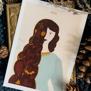 Freya - Freyja - Norse Goddess Art Print Freya Illustration - Witch Pagan Norse Mythology Creature - Home Decor Wall Art
