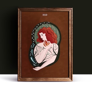 Brigid - Brigid Goddess Illustration - Celtic Goddess Art Print - Witch Pagan Celtic Mythology - Witchy Wall Art - Bríg - Brigantia