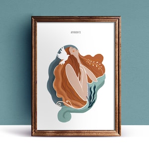 Aphrodite - Greek Goddess of Passion - Greek Mythology -  Pagan Illustration - Aphrodite Print Wall Art - Divine Print - Love goddess