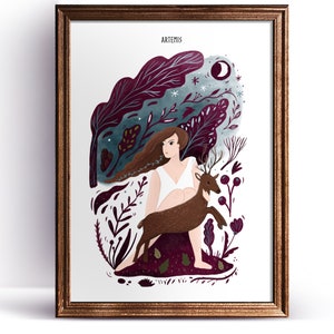 Artemis - Göttin der Jagd - Göttin der Jagd - Göttin der Jagd / Göttin der Jagd - Göttin der Jagd - Artemis Print - Wand Kunst Artemis - Göttlich Weiblich - Spirituelle Illustration