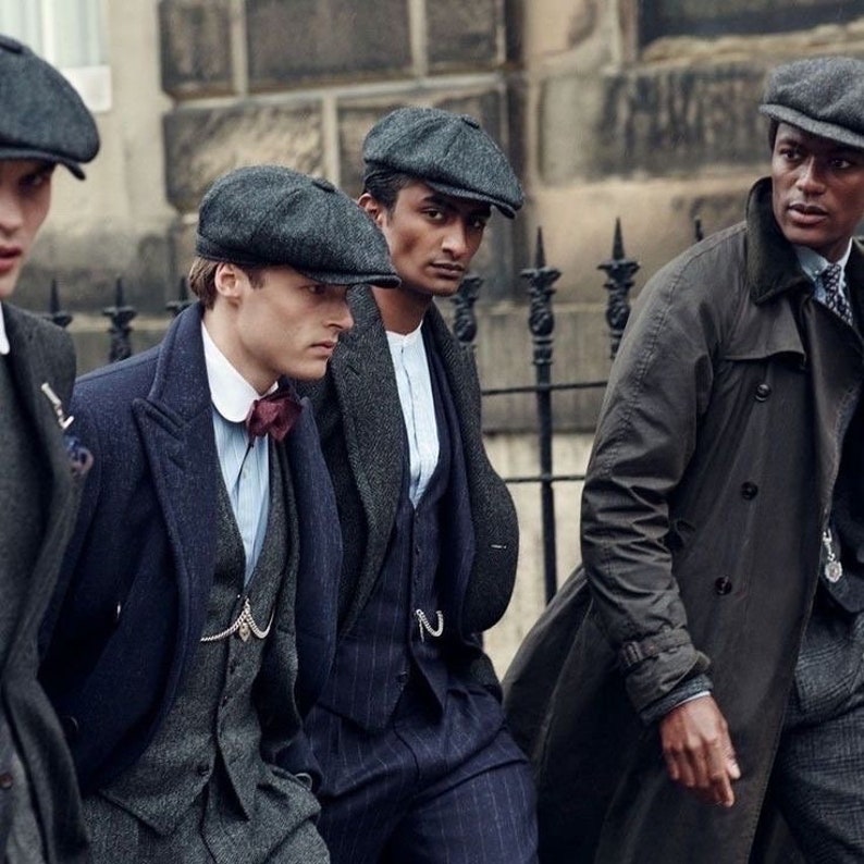 Peaky Blinders Tweed Newsboy Hat Herringbone Gatsby Cap Flat 8 Panel Baker Boy E - Foto 11