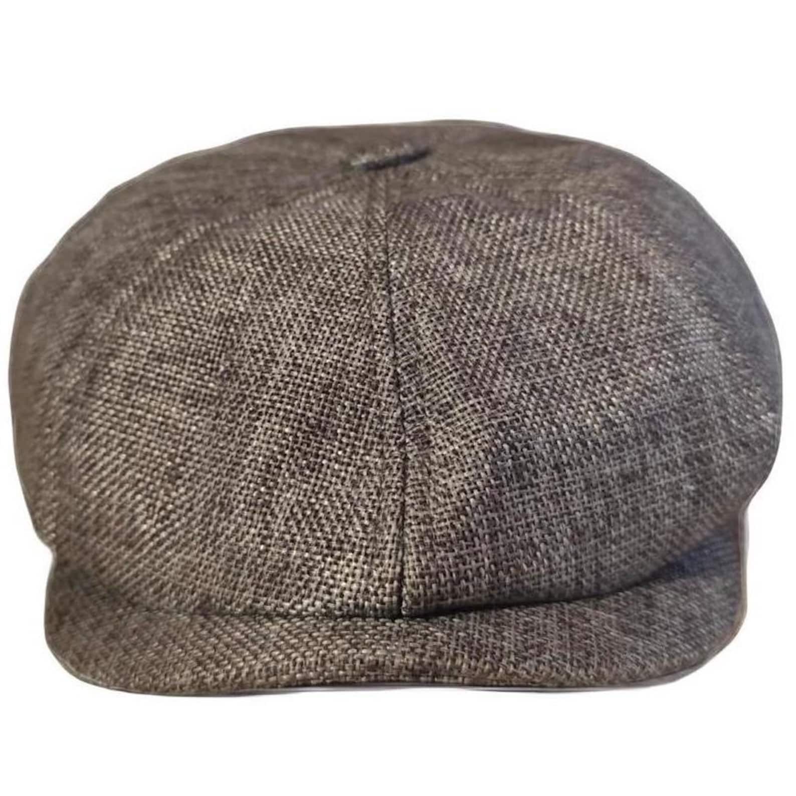 Cappello Peaky Blinders Stile Newsboy In Lana Tweed Nero Righe – Classico Britannico, Fodera Imbottita, 8 Spicchi