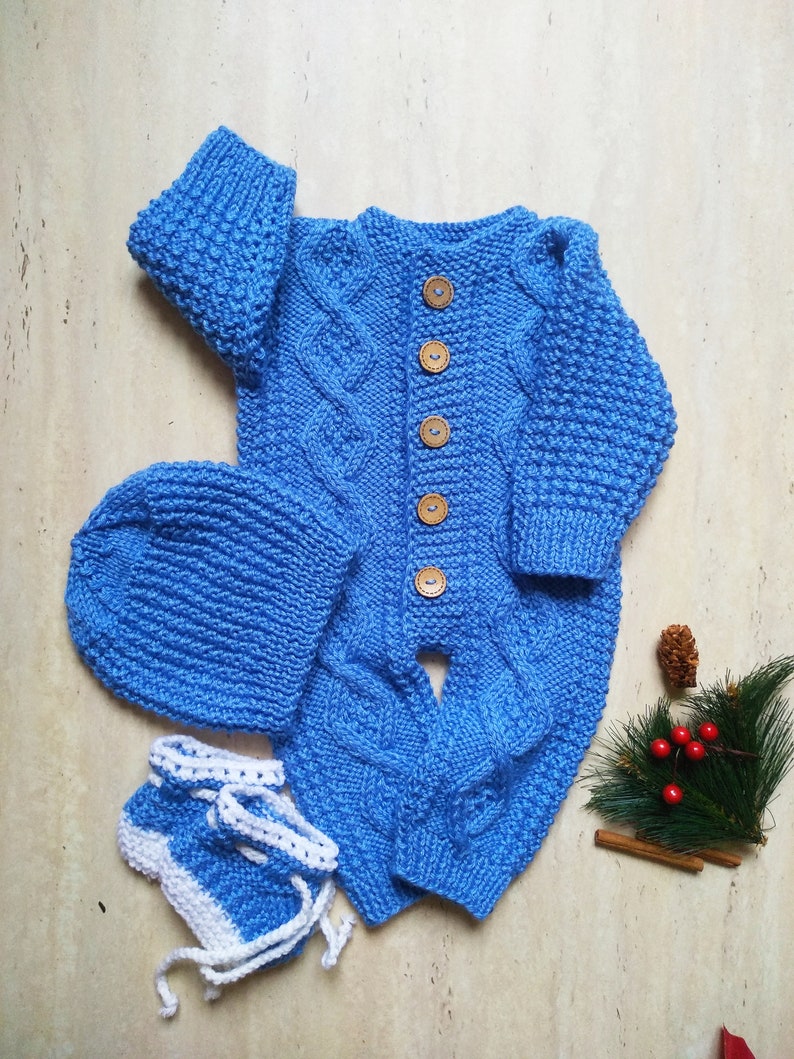 Handmade Merino Knitted Baby Set,Knit Baby Jumpsuit,Knit Baby Hat,Knit Baby Clothes,knit newborn Outfit,Baby Coming Home,Kids Clothes Knit