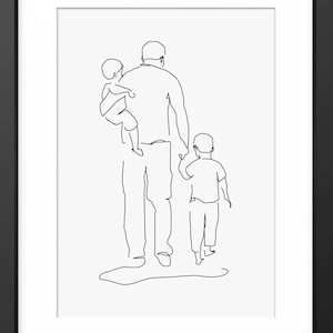 Father and Children Print, Fathers Day Print, Father Gift, Family Print, Line Art, Family Portrait, Family Drawing, Family Illustration