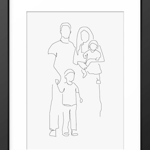 Family Print, Family Line Art, Family Illustration, Family Drawing, Line Art, Line Drawing, Gift for Mom, Mum, Fathers Day Gift, Wall Art