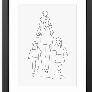 Family Print, Family Line Art, Family Drawing, Family Illustration, Fathers Day Gift, Dad, Dad Gift,Wall Art, Line Drawing, Line Art
