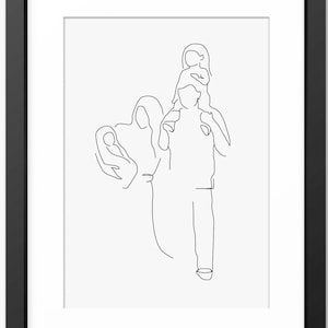 Family Print, Family Line Art, Family Drawing, Family Portrait, Fathers Day Print, Mothers Day Print, Family Wall Art, Line Drawing