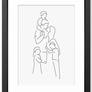 Family Print, Family Illustration, Family Drawing, Family Sketch, Family Line Art, Family Portrait, Family Wall Art, Line Drawing, Mum, Mom