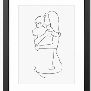 Mother and Son Print, Mother and Son Gift, Mother and Son Art, Line Art, Line Drawing, Gifts for Mom, Family Wall Art, Family Print, Decor