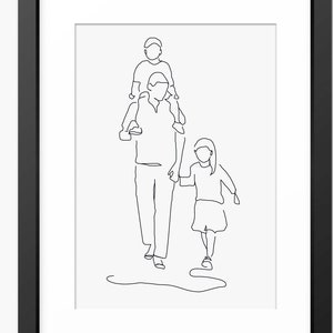 Line Art print, Line Drawing, Family Print, Family Drawing, Family Portrait, Fathers Day Print, Gift for Dad, Family Illustration, Wall Art
