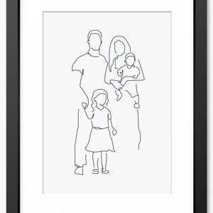 Family Line Art, Family Drawing, Family Illustration, Fathers Day Gift, Mothers Day Print, Family Wall Art, Gift for Mom, Mum, Gift for Dad
