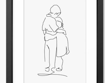 Brother and Sister Print, Family Art, Family Portrait, Gift for Brother, Gift for Sister, Line Art, Line Drawing, Family Drawing, Nursery
