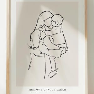 Mothers Day Print Gift, Mother and Children Portrait, Mother Illustration, Personalised Mummy Print, Personalised Mum Gift for her, Mom Gift