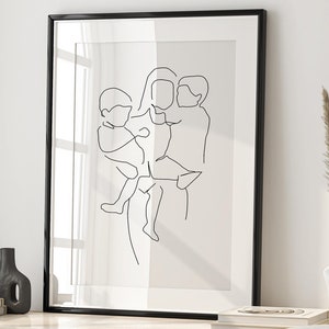 Mother and Son Print, Mum Drawing Gift, Mom Portrait, Mother and Sons Gift, Mum Illustration, Mum Print Gift, Birthday Gift for Mum, Mom