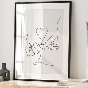 Hands Line Art Print, Hands Wall Art, Hands Illustration, Line Art gift for her, Line Drawing Print, Romantic Print, Couple Print Gift, Art
