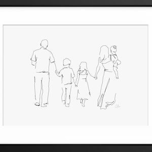 Family Drawing, Family Illustration, Family Portrait, Family Wall Art, Family Line Art, Family Gift, Family Gift, Mothers Day Gift, Mom, Mum