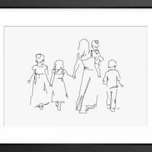 Mothers Day Gift, Gift for Mum, Mom, Mother and Children Illustration, Personalised Mum Gift, Personalised Mum Print,Print Gift for her,Wife