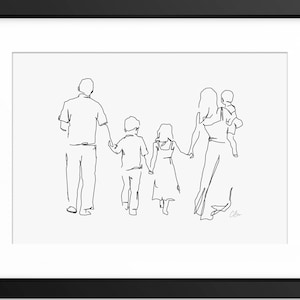 Family Print, Family Drawing, Family Illustration, Family Portrait, Family Line Art, Mothers Day Print, Gift for Mum, Mom, Family Gift