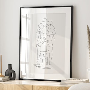 Family Line Art, Family Drawing, Family Print, Gift for her, Gift for Mom, Family Gift Print, Personalised Gift my Family, Family Wall Art