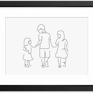 Family Print, Family Drawing, Family Line Art, Children Print, Children Wall Art, Sibling Print, Mothers Day Gift, Nursery Print, Big Bother