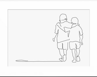 Brothers Gift, Brothers Print, Brothers Wall Art, Family Print, Gifts for Mom, Mum, Sons, Children Prints, Family Wall Art, Line Art, Love
