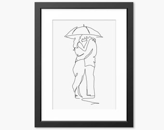 Valentines Day Gift, Valentines Day Print, Gift for her, Line Art Print, Line Drawing, Romantic Gift, Print, Gift for Wife, Girlfriend, Love