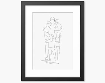 Gay Familiendruck, 2 Väter, Familiendruck, Familien Line Art, Familienzeichnung, Familienillustration, Geschenk für Papa, Vatertagsdruck, Gay Wandkunst