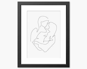 Lesbian Art Print, Line Art, Lesbian Love Gifts, Lesbian Wedding Gift, Lesbian Anniversary Gift, Gay Art Print, Line Drawing, Lesbian Art