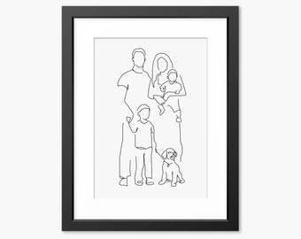 Family Art Print, Mothers Day Gift, Line Art print, Line Drawing, Family Illustration, Family Drawing, Gift for Mom, Mum, Family Portrait