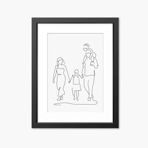 Line Drawing, Line Art Print, Family Print, Family Portrait, Love Print, Gifts for Mom, Family Wall Art, Gifts for Mum, Minimalist, Children
