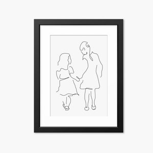 Sister Print, Sister Gift, Family Print, Daughters, Sister Artwork, Wall Art, Line Art, Gifts for Mom, Mum, Holding Hands, Children Prints