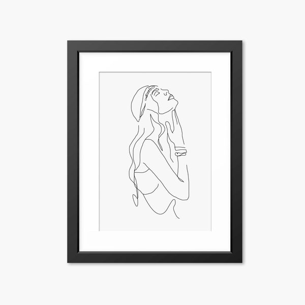 Boho Art Print, Bohemian Art Print, Bohemian Wall Art, Bohemian Wall Print, Female Line Drawing, Female Line Art, Boho Poster, Illustration