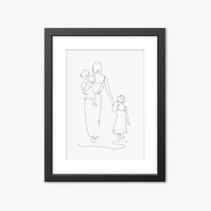 Mother and Daughters Art, Line Art, Family Print, Line Drawing, Gifts for Mom, Mum, Family Love, Personalised Print, Wall Art, Daughter