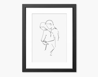 Valentines Day Print, Couple Line Art, Couple Illustration, Love Print, Love Wall Art, Gift for Her, Couple Drawing, Illustration Wall Art