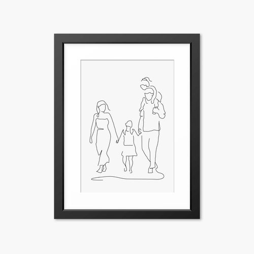 Line Drawing, Line Art Print, Family Print, Family Portrait, Love Print, Gifts for Mom, Family Wall Art, Gifts for Mum, Minimalist, Children