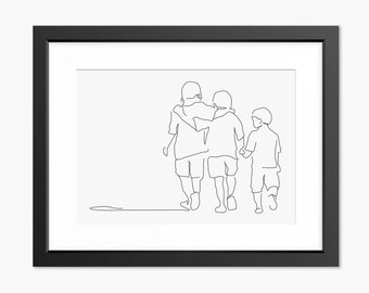 Family Line Art, Line Art, Line Drawing, Family Print, Family Portrait, Family Illustration, Mothers Day Gift, Gift for Mom, Mum, Brothers